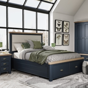 Smoked Painted Blue Bedroom
