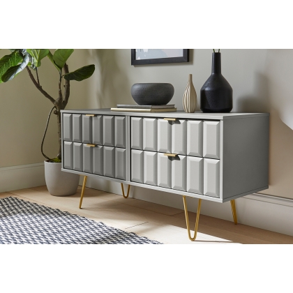 4 Drawer Bed Box Chest of Drawers with Cube Panel Design