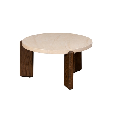 Idless Small Nesting Coffee Table with Travertine Stone Top