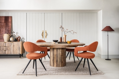 Fairfax Reclaimed Slatted Wood 135cm-185cm Extending Round Dining Table