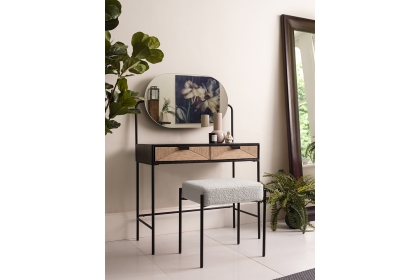 Raphael Black Wood and Jute Rope Dressing Table with Mirror