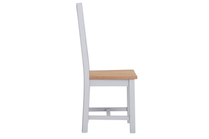 Eton Painted Grey Oak Ladder Back Dining Chair with Wooden Seat