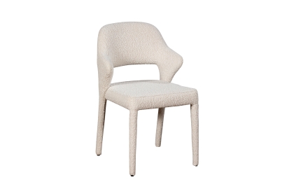 Rex Fully Upholstered Boucle Dining Chair with Curved Back (Pair)