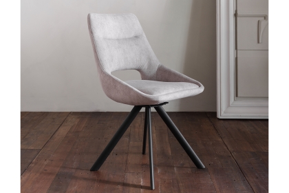 Paige Soft Cotton Dining Chair in Light Grey (Pair)