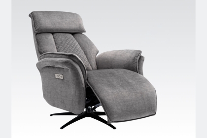 Evo Soft Touch Fabric 360 Swivel Dual Motor Electric Recliner Chair in Grey