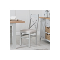 Eton Painted Grey Oak Cross Back Dining Chair with Fabric Seat