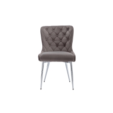 Button Back Dining Chair in Grey Velvet