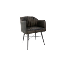 Leather & Iron Chair in Dark Grey PU Leather