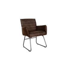 Leather & Iron High Back Dining Chair in Brown