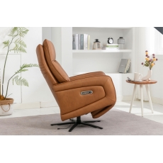 Pablo Leather 360 Swivel Triple Motor Electric Recliner Chair in Camel