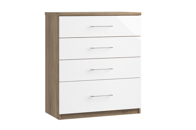 Maysons Furniture Calgary High-Gloss 4 Drawer Chest of Drawers with Deep Drawer