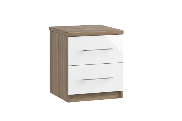 Maysons Furniture Calgary High-Gloss 2 Drawer Bedside Table