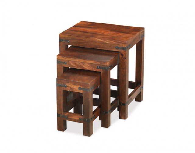 Heritage Oak City - Maharajah Indian Rosewood Thackett Small Nest of 3 Tables