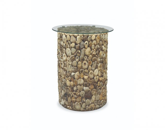Bluebone Driftwood Tall Lamp Table with Glass Top