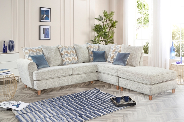 Lebus Lima Upholstered Small Chaise Corner Sofa Group - Pillow Back