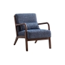Kyoto Imogen Navy Woven Chenille Chair with Dark Wood Frame