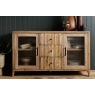 Baker Furniture Hatton Reclaimed Wood Wide Sideboard with Reeded Glass Doors