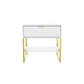 Welcome Furniture Wide 1 Drawer Midi Bedside Table in Marble or Pewter Finish