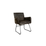 Leather & Iron High Back Dining Chair in Dark Grey