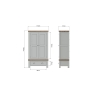Kettle Interiors Smoked Oak Painted Grey 2 Door Wardrobe with Drawer