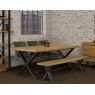 Classic Furniture Forge Industrial 150 Dining Table Set with 140cm Bench & 2 Grey Dining Chairs