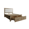 Kettle Interiors Smoked Oak Bed with Fabric Headboard and Drawers