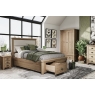Kettle Interiors Smoked Oak Bed with Fabric Headboard and Drawers
