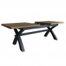 Kettle Interiors Smoked Painted Blue Oak 2.0m Cross Leg Dining Table
