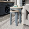 Kettle Interiors Smoked Painted Blue Oak Round Nest of Tables