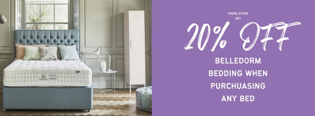 20% off Belledorm bedding with every bed purchased at our Truro Store! 