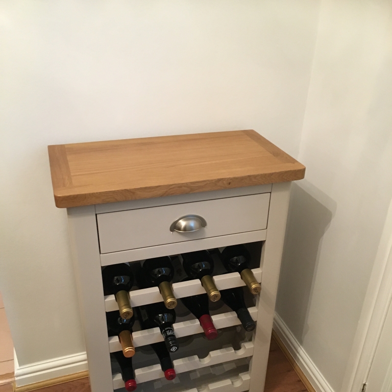 Oak City Dorset Painted Truffle Grey Oak Wine Rack Cabinet