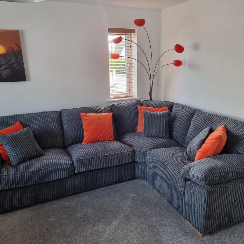 Dfs grey store cord sofa