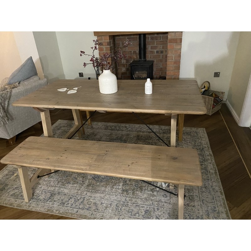 Malta Reclaimed Wood 150cm Dining Bench Valetta Valencia Furniture