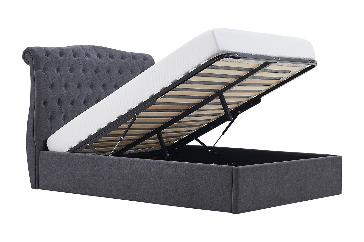 Rosalie Fabric Ottoman Storage Bed Frame in Dark Grey Furniture World