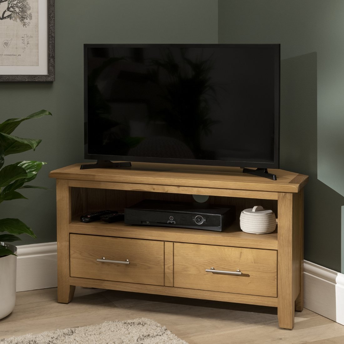 Oak City Nebraska Modern Oak Corner TV Unit Furniture World