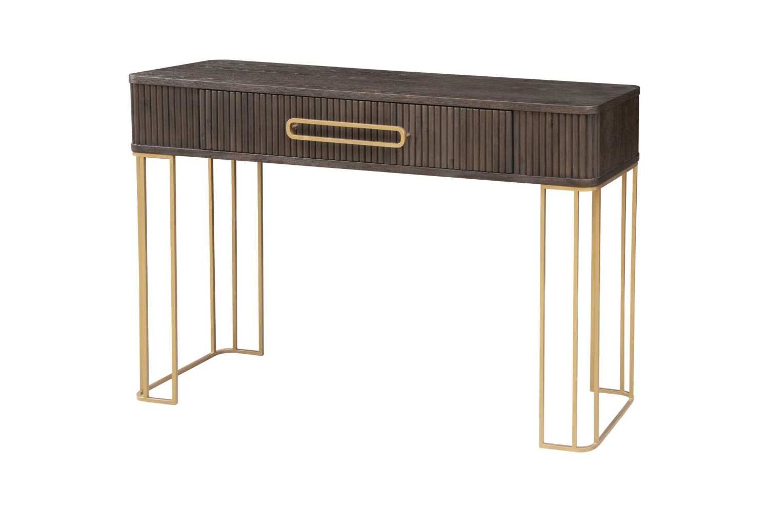 Dark brown wood shop console table