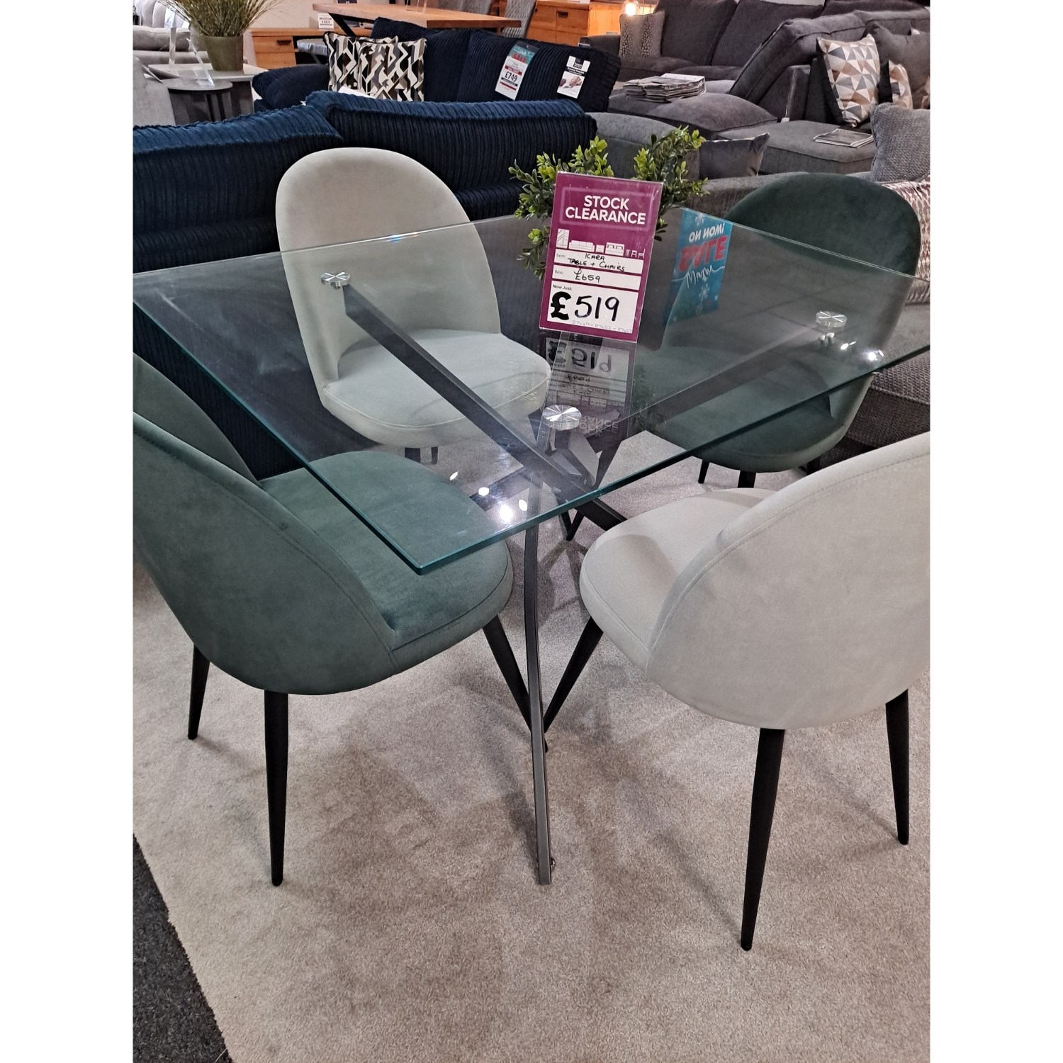 Kara Dining Table and 4 Chairs Furniture World
