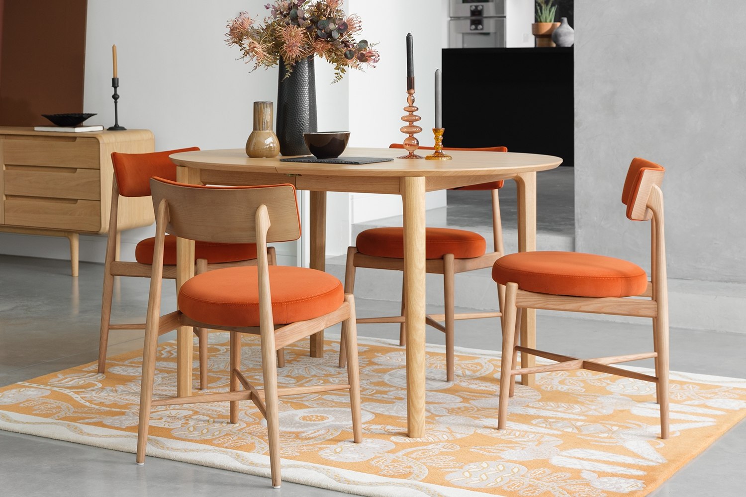 G Plan Winchester Retro Oak 130-170cm Rounded Extending Dining Table | Furniture World