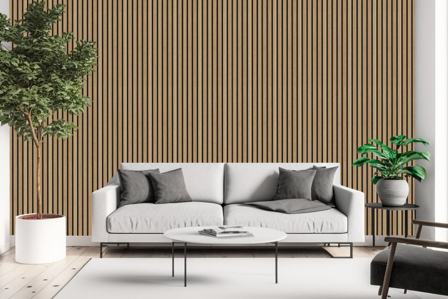 Pack of 2 - Natural Oak Decorative Acoustic Slat Wall Panel - 2400mm x ...