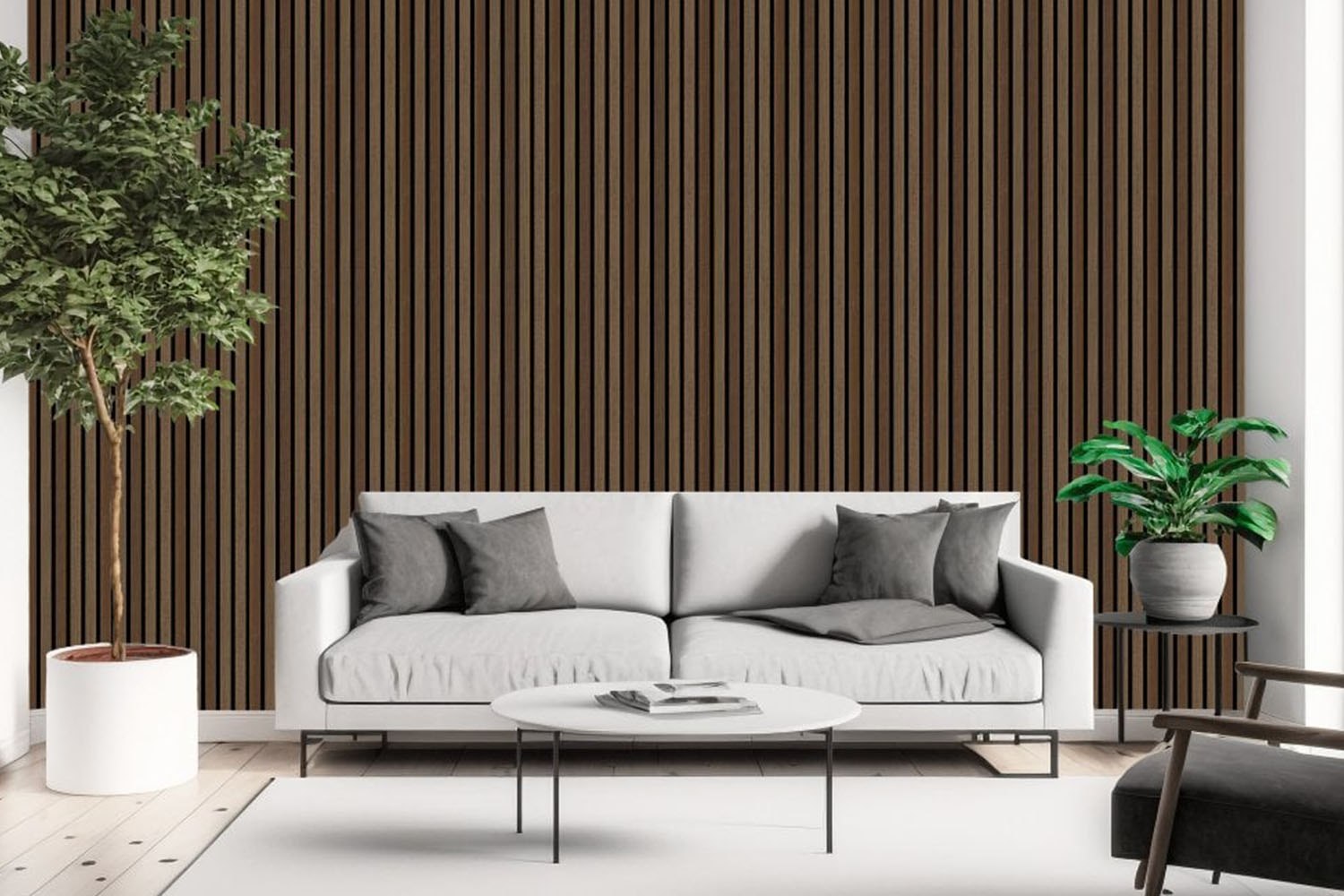 Pack of 2 - Walnut Decorative Acoustic Slat Wall Panel - 2400mm x 600mm ...