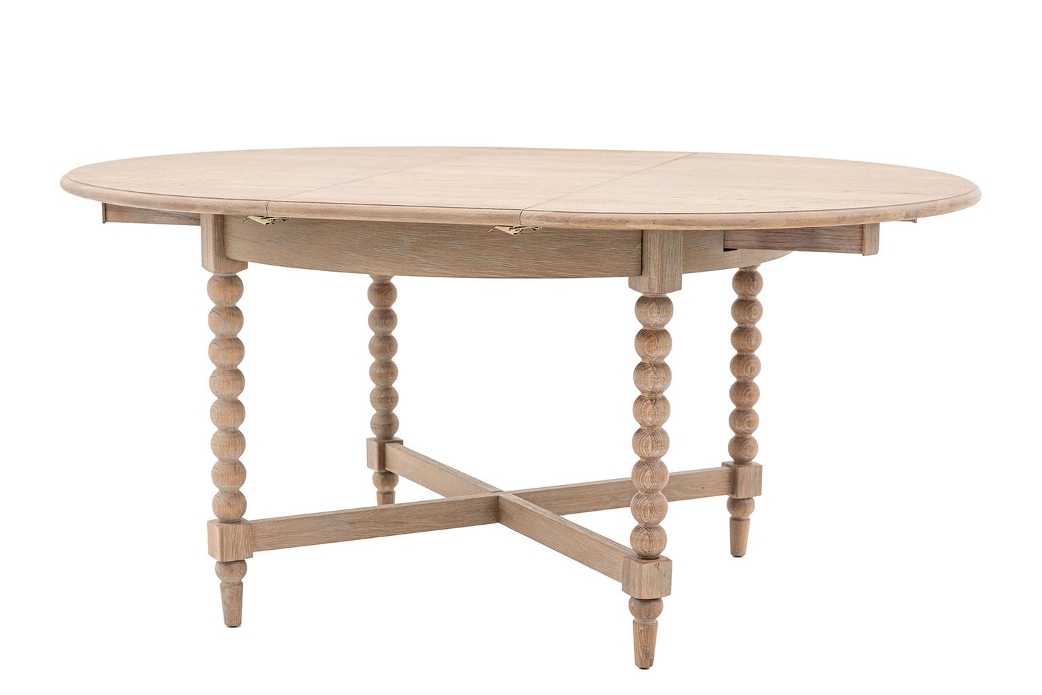 Gallery Direct Artisan Limewash Oak Extending Round Dining Table with ...