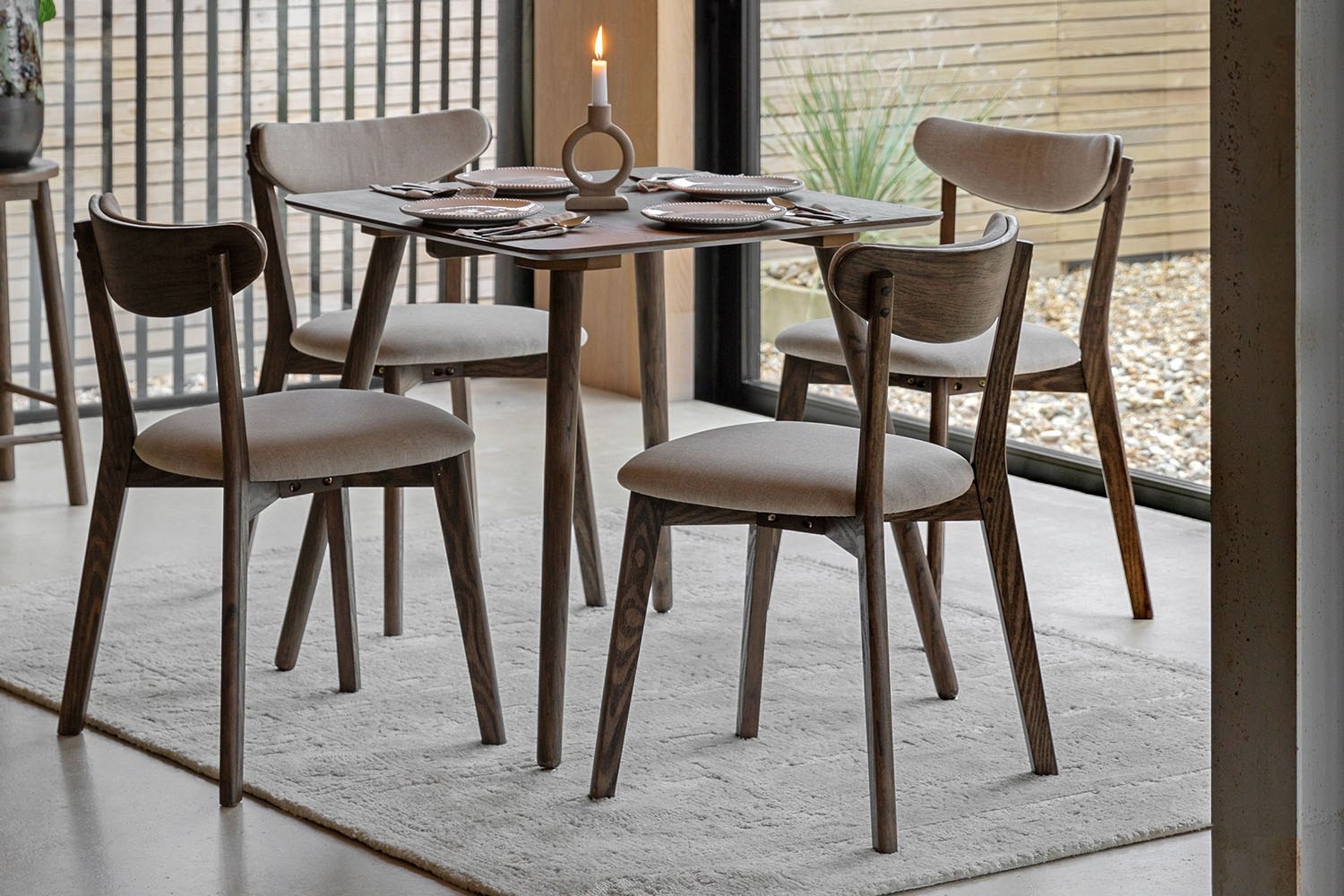 【cotton100】WANTKEY STG TABLE DECK2 Gallery Direct Hatfield Smoked Oak 77cm Square Dining Table Set