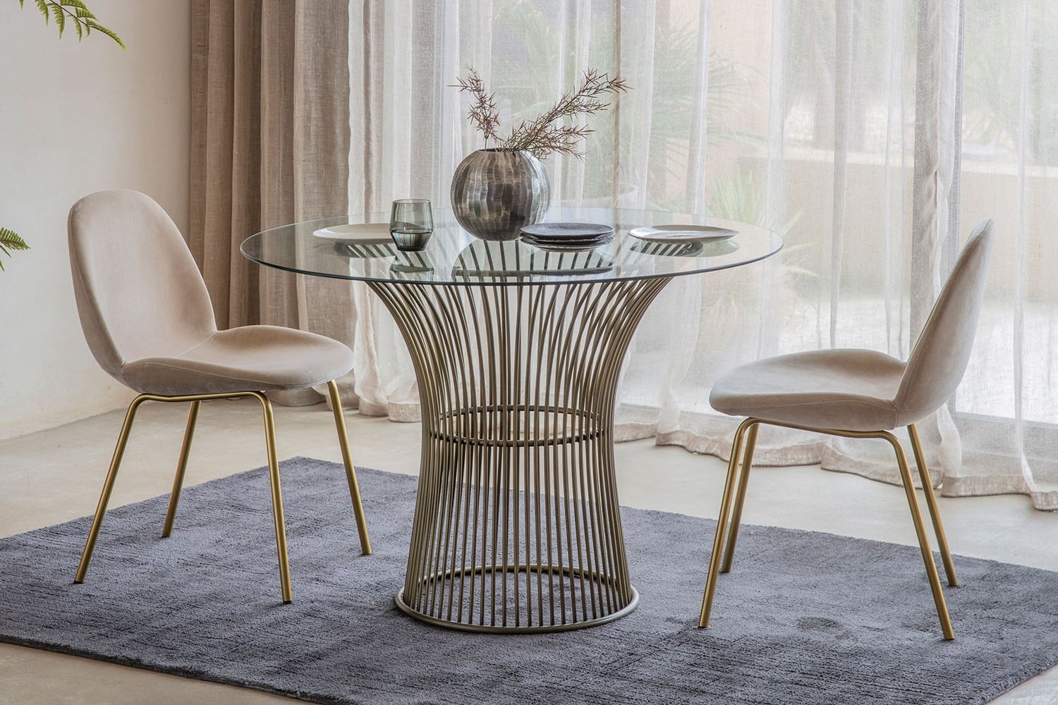 Gallery Direct Set of 2 Flanagan Dining Chairs in Oatmeal Velvet ...