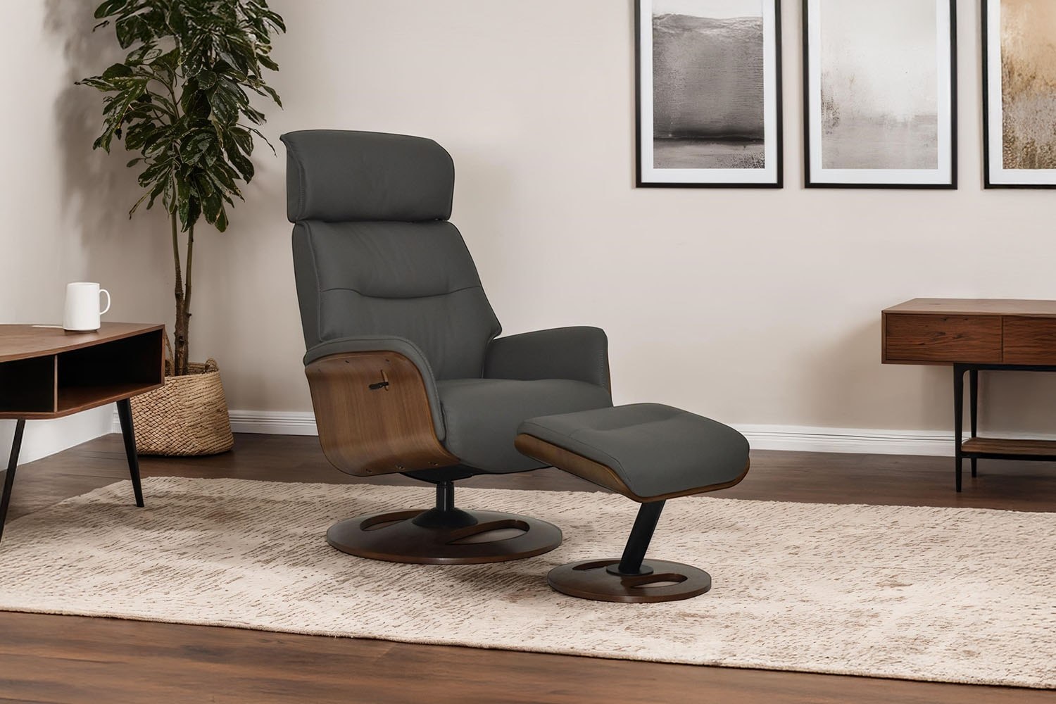 Reya Swivel Recliner Chair and Stool | Furniture World