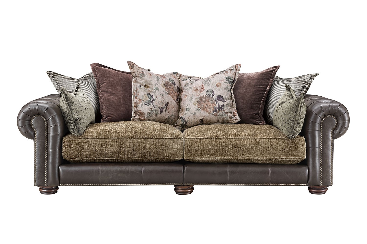 Atlantis Fabric & Leather Mix Pillow Back 3 Seater Sofa | Furniture World