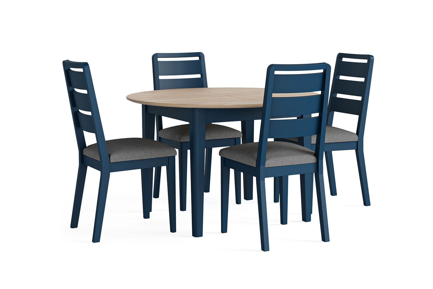 Navy Dining Table Marlow Oak Painted Navy Blue Round Extending Dining Table | Furniture World