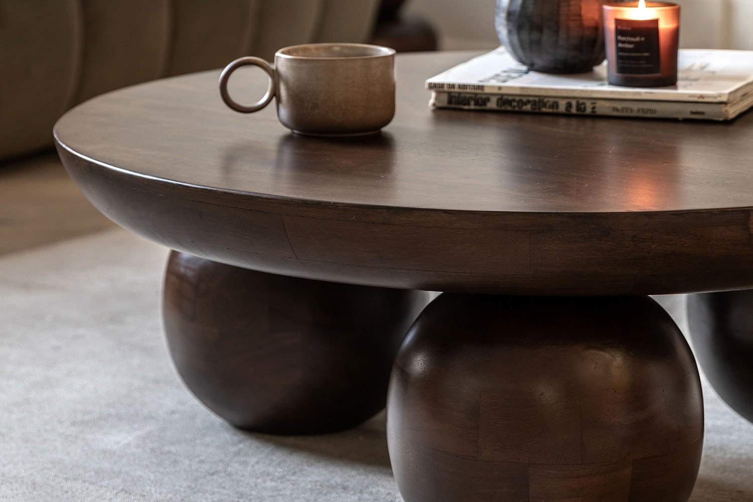 Gallery Direct Sculpt Mango Wood Round Coffee Table | Furniture World
