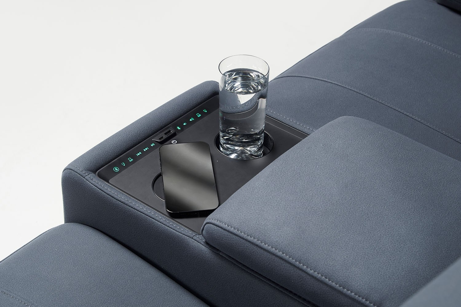 Quantum Cinematic 2 Seater Power Recliner Sofa with Headrest and iTable ...