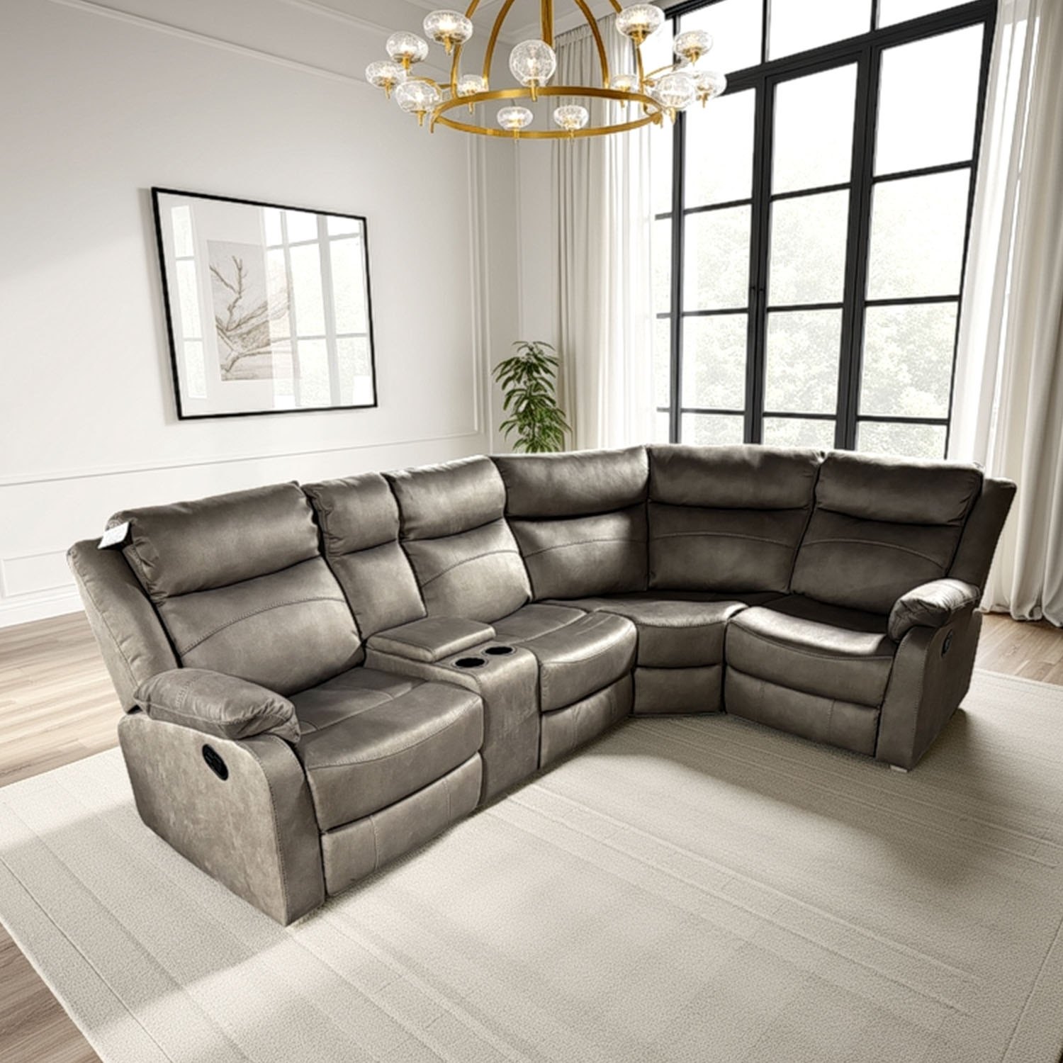Ellena Soft Grey L Shape Recliner Corner Sofa with Storage | Furniture