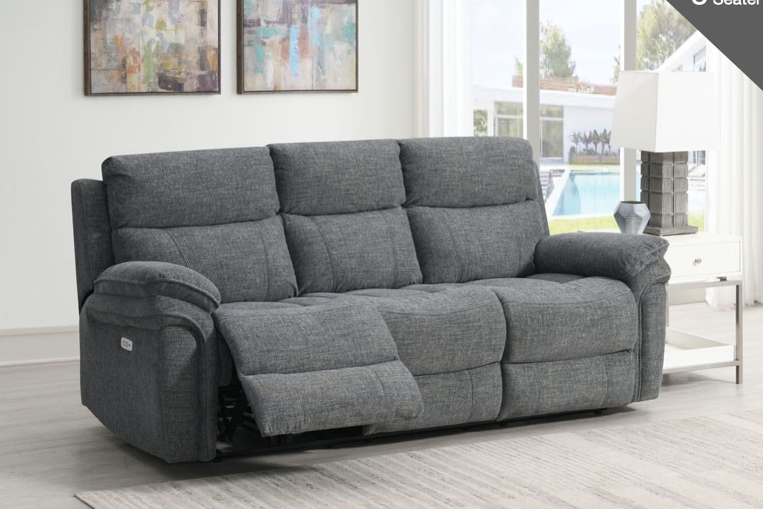 Harrow 3 Seater Sofa Electric Recliner in Dark Grey | Furniture World